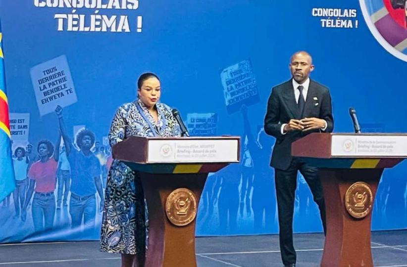 Thérèse Kayikwamba Wagner, cheffe de la diplomatie congolaise, et Patrick Muyaya, porte-parole du gouvernement congolais