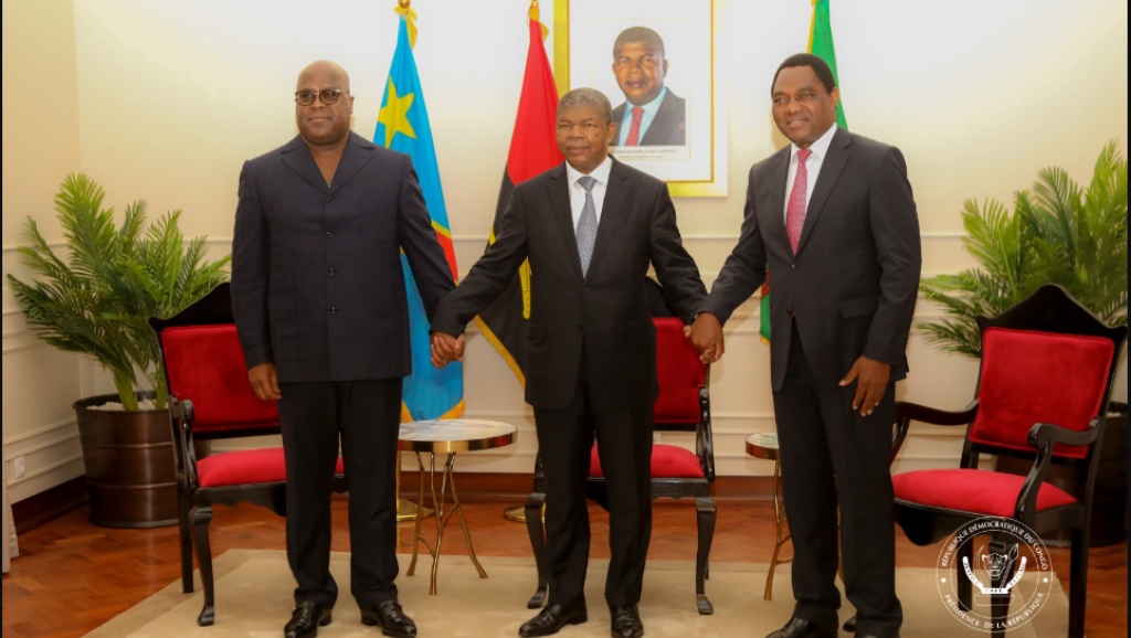 Les Chefs d'Etat Félix Tshisekedi de la RDC, João Lourenço de l’Angola et Hakainde Hichilema de la Zambie