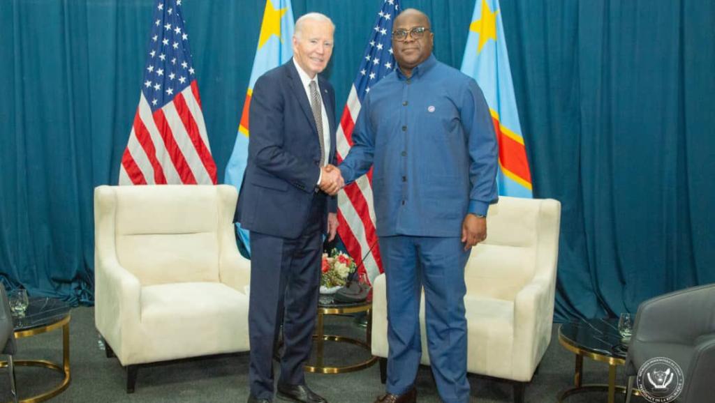 Félix Tshisekedi et Joe Biden en Angola. Photo d'illustration 