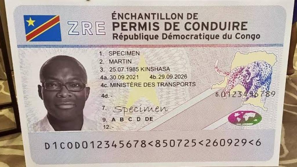 Spécimen du permis de conduire congolais. Droits tiers