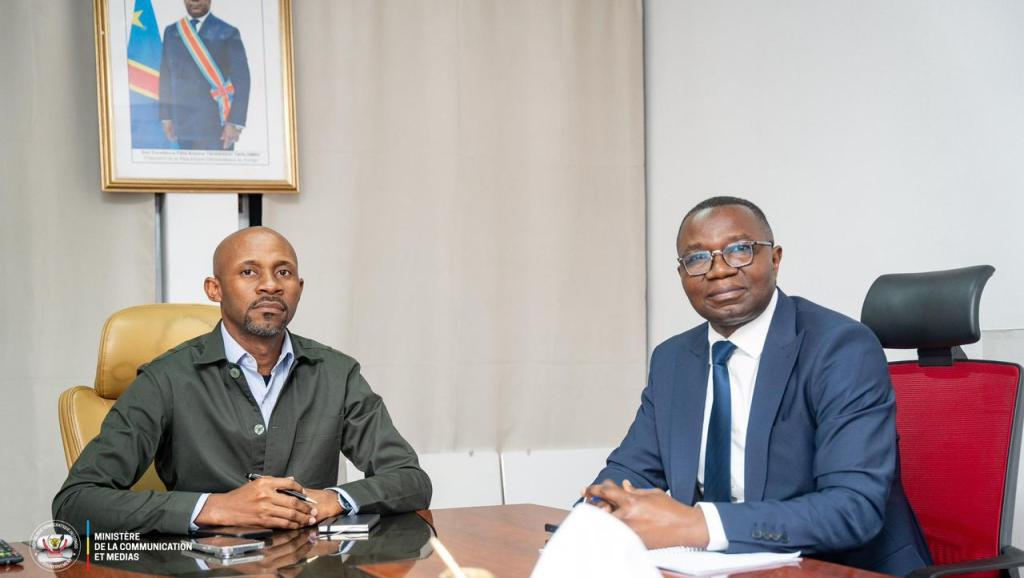 Patrick Muyaya et Julien Paluku, respectivement ministres congolais de la communication et du commerce extérieur 