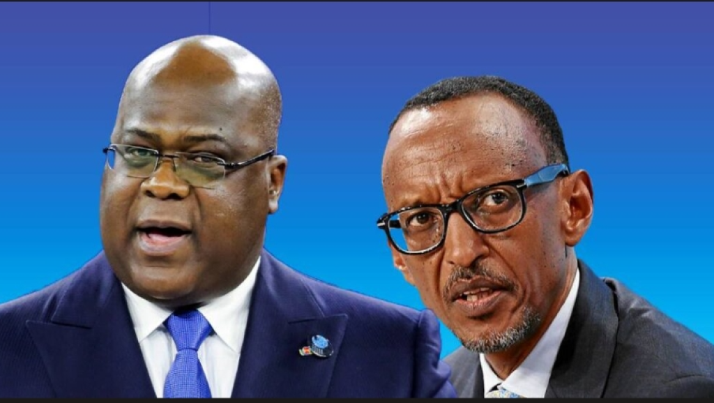 Félix Tshisekedi et Paul Kagame, respectivement président de la RDC et du Rwanda 