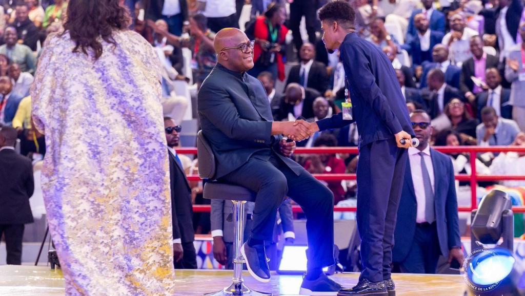 Lors de l'échange entre le président Félix Tshisekedi, et les jeunes kinois, à Kinshasa, sous l'initiative du ministère de la Jeunesse  