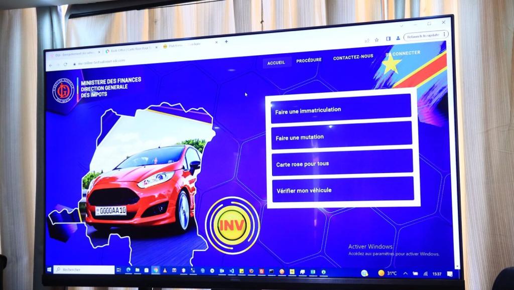 Plateforme numérique de demande de plaques d'immatriculation en RDC.