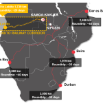 La ligne ferroviaire s'étend sur 1 739 kilomètres de Lobito à Kolwezi en RDC