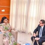 La ministre des Affaires foncières, Acacia Bandubola et Bruno Lemarquis, Représentant spécial adjoint du SG de l’ONU en RDC