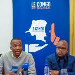 Les membres du CNPAV Jimmy Kande et Jimmy Munguriek , lors d'une conférence de presse à Kinshasa