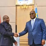 Evariste Ndayishimiye et Félix Tshisekedi,  respectivement présidents du Burundi et du Rwanda