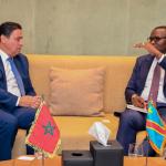 Le ministre congolais du Commerce extérieur, Julien Paluku, et Omar Hejira, secrétaire d’État marocain à l’Industrie et au Commerce extérieur au Caire
