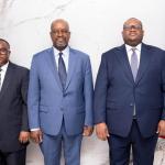 La délégation du Fonds monétaire international et le  ministre de Finances cccongolais, Doudou Fwamba 