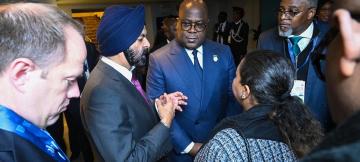 Lors de l' échange de Félix Tshisekedi avec le président du Groupe de la Banque mondiale, Ajaypal Singh Banga.