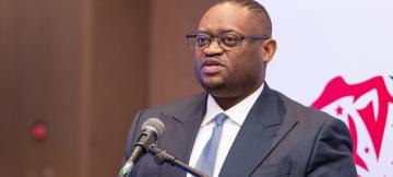 Doudou Fwamba, ministre de Finances, lors d'une rencontre de haut niveau organisée par la Chambre de commerce américaine, la Présidence de la République et l’Ambassade des États-Unis à Kinshasa 