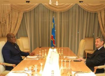 L'ancien président français est en séjour privé de 24 heures à Kinshasa 