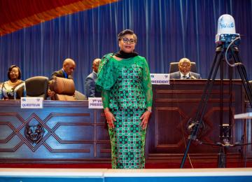 La Première Ministre Judith Suminwa,  lors de la plénière d’investiture du Gouvernement 