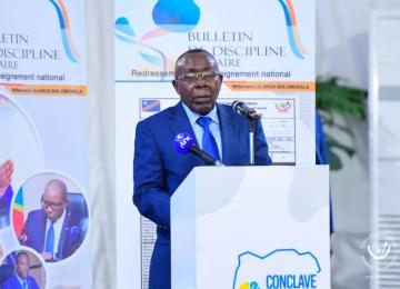 Le ministre Germain Kabanda lors du Conclave scientifique d'août 2023 à Kinshasa