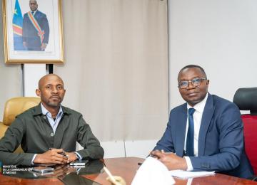 Patrick Muyaya et Julien Paluku, respectivement ministres congolais de la communication et du commerce extérieur 