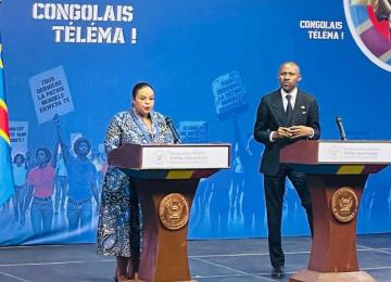 Thérèse Kayikwamba Wagner, cheffe de la diplomatie congolaise, et Patrick Muyaya, porte-parole du gouvernement congolais