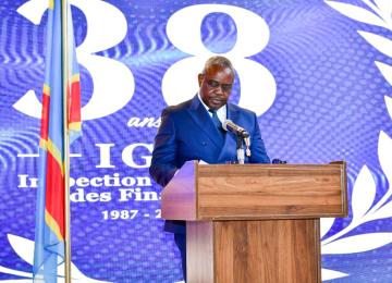 Christophe Bitasimwa, l'Inspecteur principal de l'IGF lors de la célébration de 38ième anniversaire à Kisnhasa