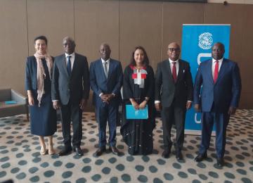 Lors du lancement du projet "Fonds de consolidation pour la paix III à l'hôtel Hilton à KInshasa 