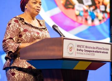 Ève Bazaiba, ministre d'État chargée des Affaires sociales, Solidarité nationale et Action humanitaire.