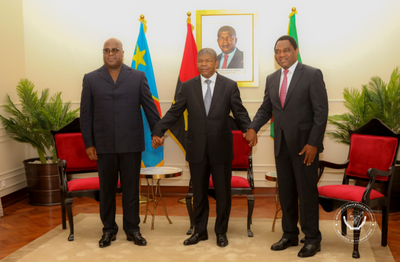 Les Chefs d'Etat Félix Tshisekedi de la RDC, João Lourenço de l’Angola et Hakainde Hichilema de la Zambie