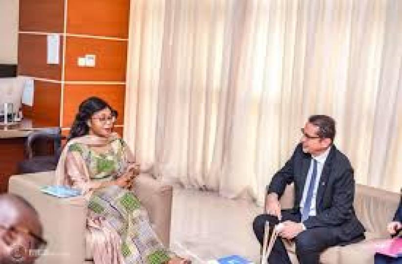 La ministre des Affaires foncières, Acacia Bandubola et Bruno Lemarquis, Représentant spécial adjoint du SG de l’ONU en RDC