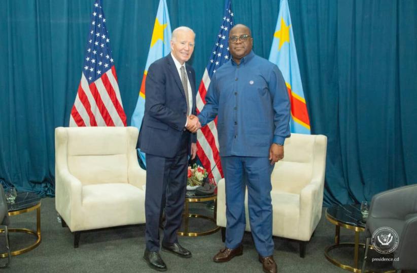 Félix Tshisekedi et Joe Biden en Angola. Photo d'illustration 