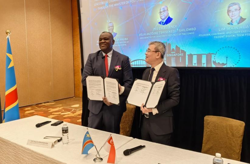 Signature à Singapour d'un accord entre le ministre de postes, télécommunications et numérique et le PDG de Tridentity Digital Tech Holdings