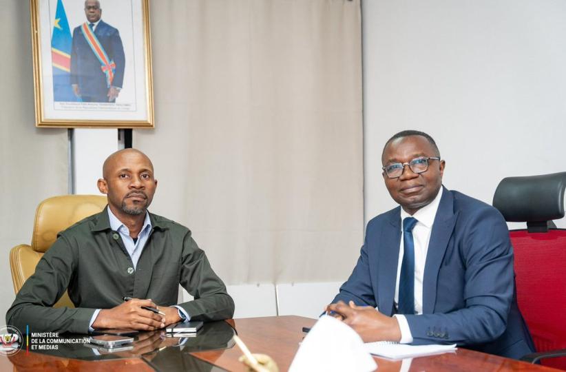 Patrick Muyaya et Julien Paluku, respectivement ministres congolais de la communication et du commerce extérieur 