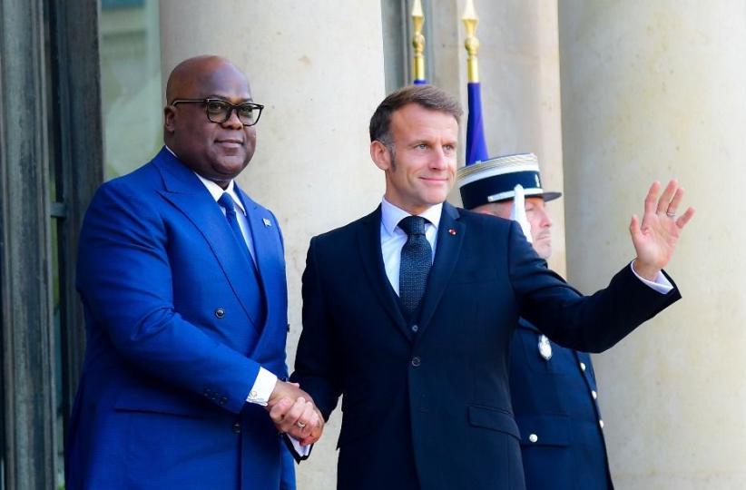 Félix Tshisekedi et Emanuel Macron, présidents de la RDC et de la France