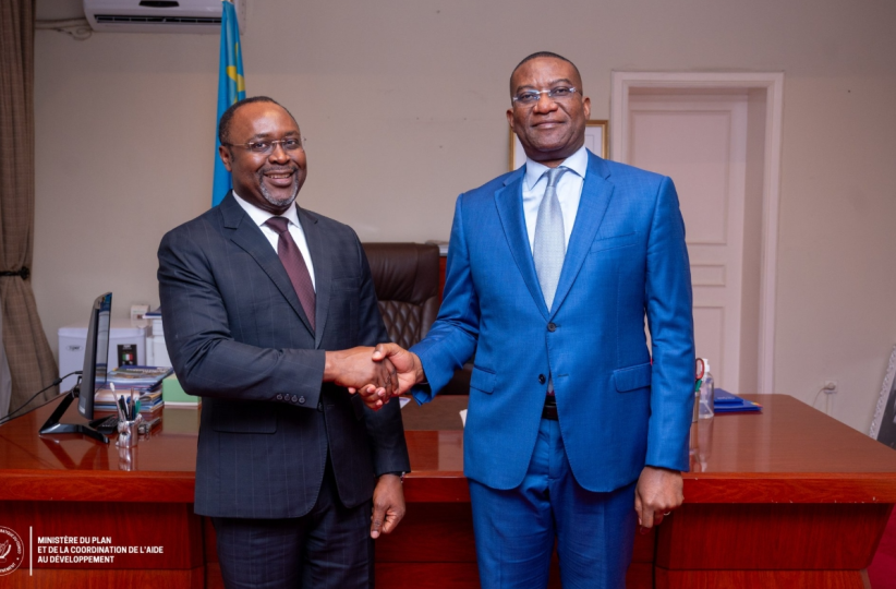 Le ministre en charge du Plan, Guylain Nyembo, et directeur des opérations de la Banque mondiale, après leur rencontre de  jeudi 29 janvier 2026 à Kinshasa 