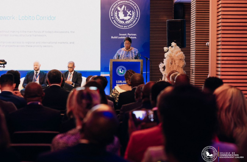 Fifi Masuka, gouverneure de la province de Lualaba face aux investisseurs internationaux à Cape Town, en Afrique du Sud