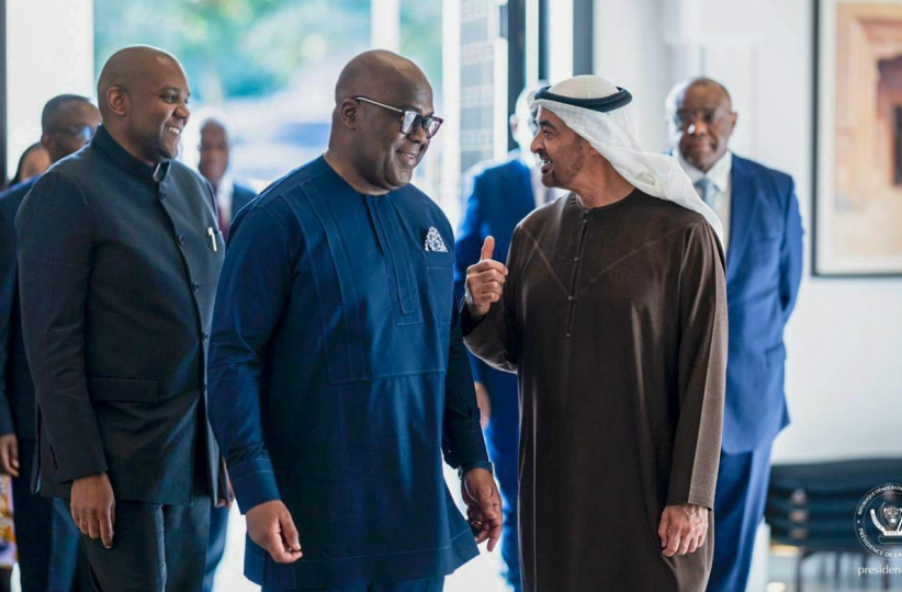 Le Président de la RDC Félix-Antoine Tshisekedi et  Mohamed Bin Zayed d'Emirats Arabes Unis lors de la signature de l'accord de partenariat Économique Global à Abu Dhabi le 2 février 2026