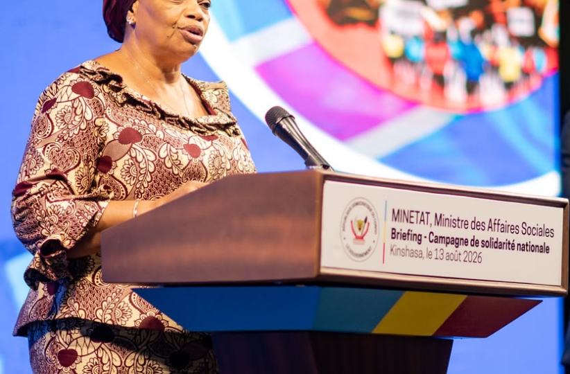 Ève Bazaiba, ministre d'État chargée des Affaires sociales, Solidarité nationale et Action humanitaire.